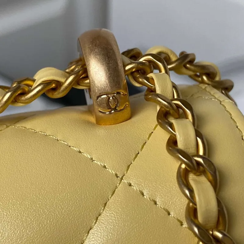 Chanel AS2649 Woc Wallet on Chain with Gold Charm Small Vintage Calfskin Bag Yellow