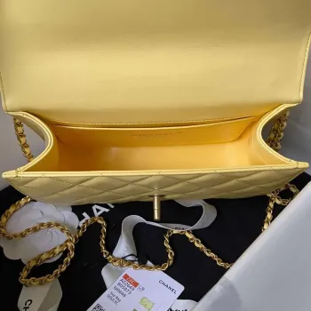 Chanel AS2649 Woc Wallet on Chain with Gold Charm Small Vintage Calfskin Bag Yellow