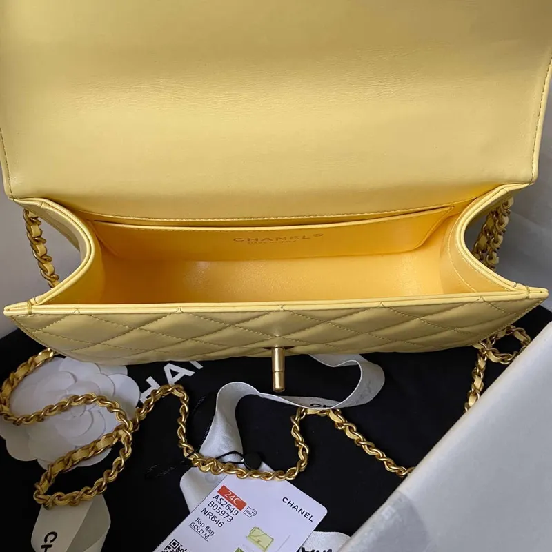 Chanel AS2649 Woc Wallet on Chain with Gold Charm Small Vintage Calfskin Bag Yellow