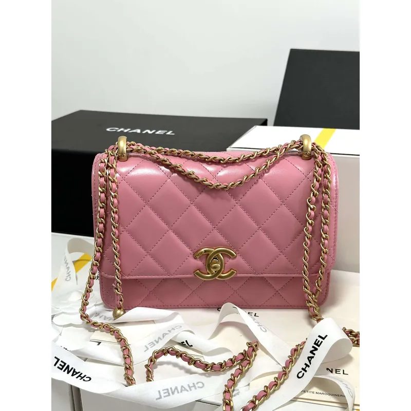 Chanel AS2649 Woc Wallet on Chain with Gold Charm Small Vintage Calfskin Bag Pink