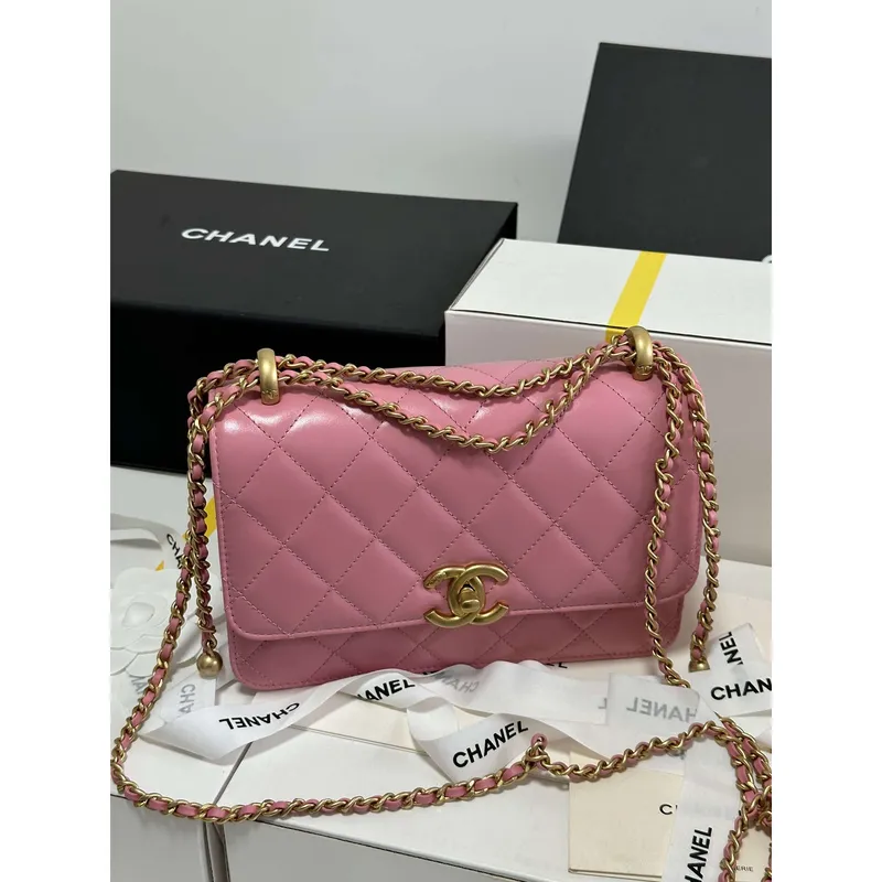 Chanel AS2649 Woc Wallet on Chain with Gold Charm Small Vintage Calfskin Bag Pink