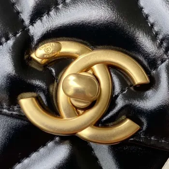 Chanel AS2615 Woc Wallet on Chain with Gold Charm Mini Vintage Calfskin Bag Black