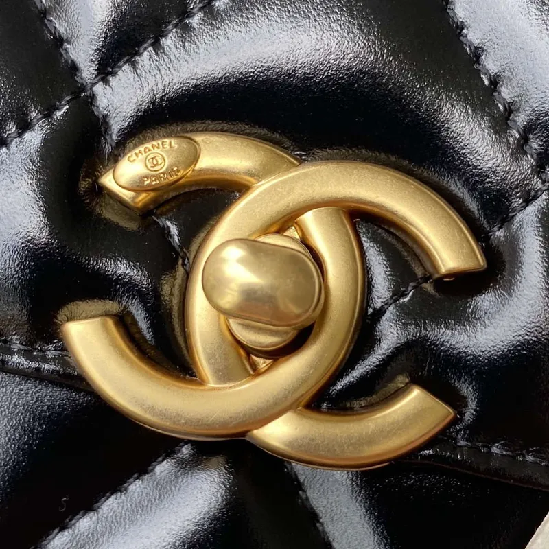 Chanel AS2615 Woc Wallet on Chain with Gold Charm Mini Vintage Calfskin Bag Black
