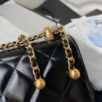 Chanel AS2615 Woc Wallet on Chain with Gold Charm Mini Vintage Calfskin Bag Black