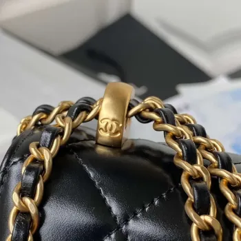Chanel AS2615 Woc Wallet on Chain with Gold Charm Mini Vintage Calfskin Bag Black