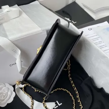 Chanel AS2615 Woc Wallet on Chain with Gold Charm Mini Vintage Calfskin Bag Black