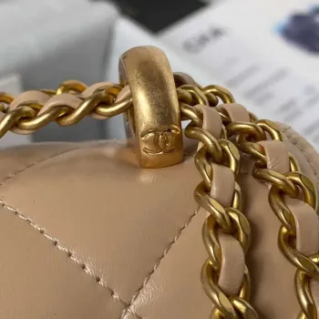 Chanel AS2615 Woc Wallet on Chain with Gold Charm Mini Vintage Calfskin Bag Apricot