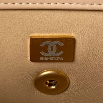 Chanel AS2615 Woc Wallet on Chain with Gold Charm Mini Vintage Calfskin Bag Apricot