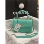 Chanel AS4654 Trendy CC Flap Bag With Top Handle Blue Lambskin Multicolor Logo