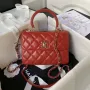 Chanel AS4654 Trendy CC Flap Bag With Top Handle Lambskin & Gold Tone Metal Red