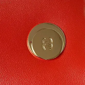 Chanel AS4654 Trendy CC Flap Bag With Top Handle Lambskin & Gold Tone Metal Red