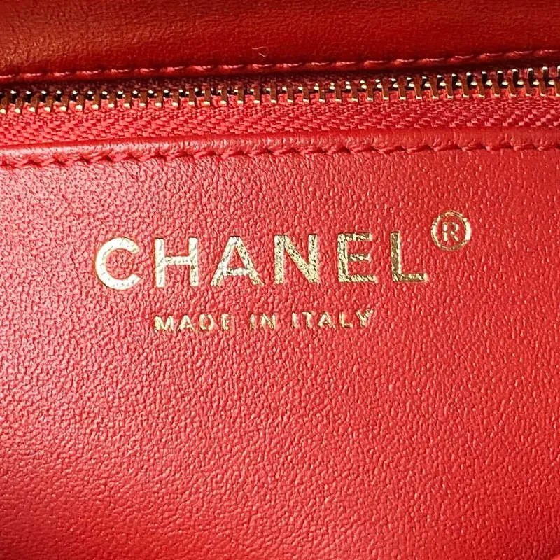 Chanel AS4654 Trendy CC Flap Bag With Top Handle Lambskin & Gold Tone Metal Red