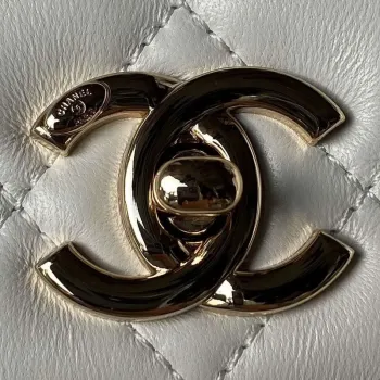 Chanel AS4654 Trendy CC Flap Bag With Top Handle Lambskin & Gold Tone Metal White