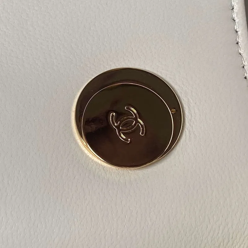 Chanel AS4654 Trendy CC Flap Bag With Top Handle Lambskin & Gold Tone Metal White