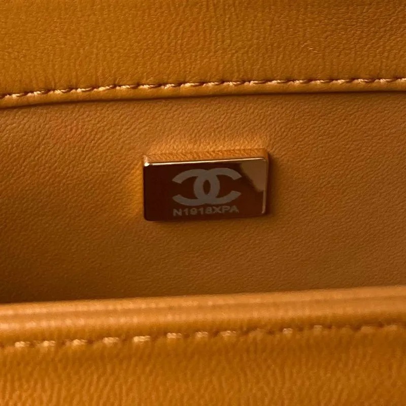 Chanel AS4654 Trendy CC Flap Bag With Top Handle Lambskin & Gold Tone Metal Orange