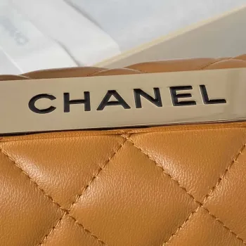Chanel AS4654 Trendy CC Flap Bag With Top Handle Lambskin & Gold Tone Metal Orange
