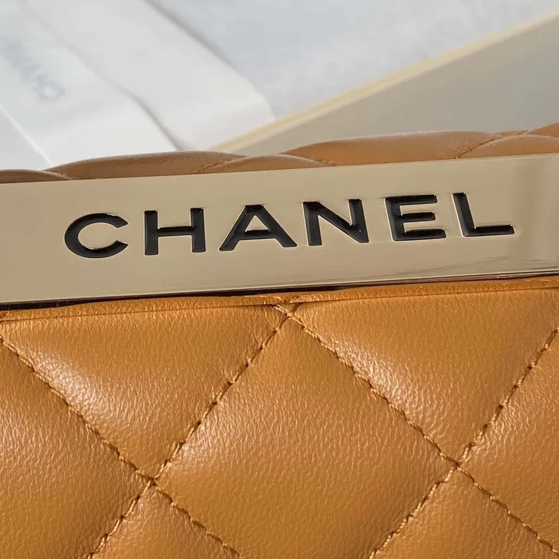 Chanel AS4654 Trendy CC Flap Bag With Top Handle Lambskin & Gold Tone Metal Orange