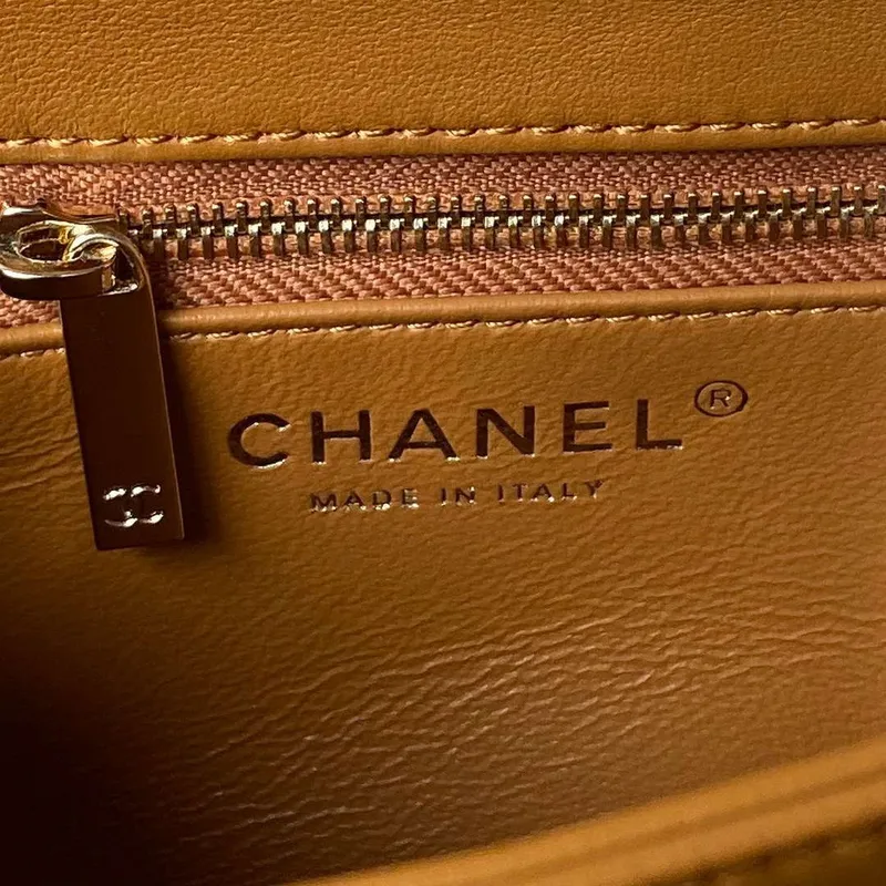 Chanel AS4654 Trendy CC Flap Bag With Top Handle Lambskin & Gold Tone Metal Orange