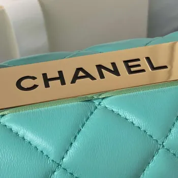 Chanel AS4654 Trendy CC Flap Bag With Top Handle Lambskin & Gold Tone Metal Blue