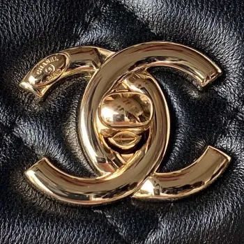 Chanel AS4654 Trendy CC Flap Bag With Top Handle Lambskin & Gold Tone Metal Black