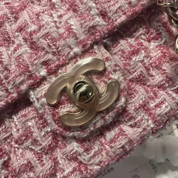 Chanel AS3782 MINI Flap Bag 23P Woolen Enamel Gold Tone Metal Pink 16cm