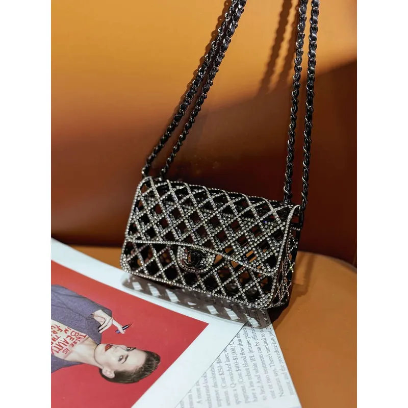 Chanel 24c collector series evening bag White Swarovski rhinestones A88810