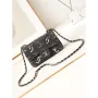 Chanel AS1119 Small Flap Classic Handbag Black Denim beaded sequin bag