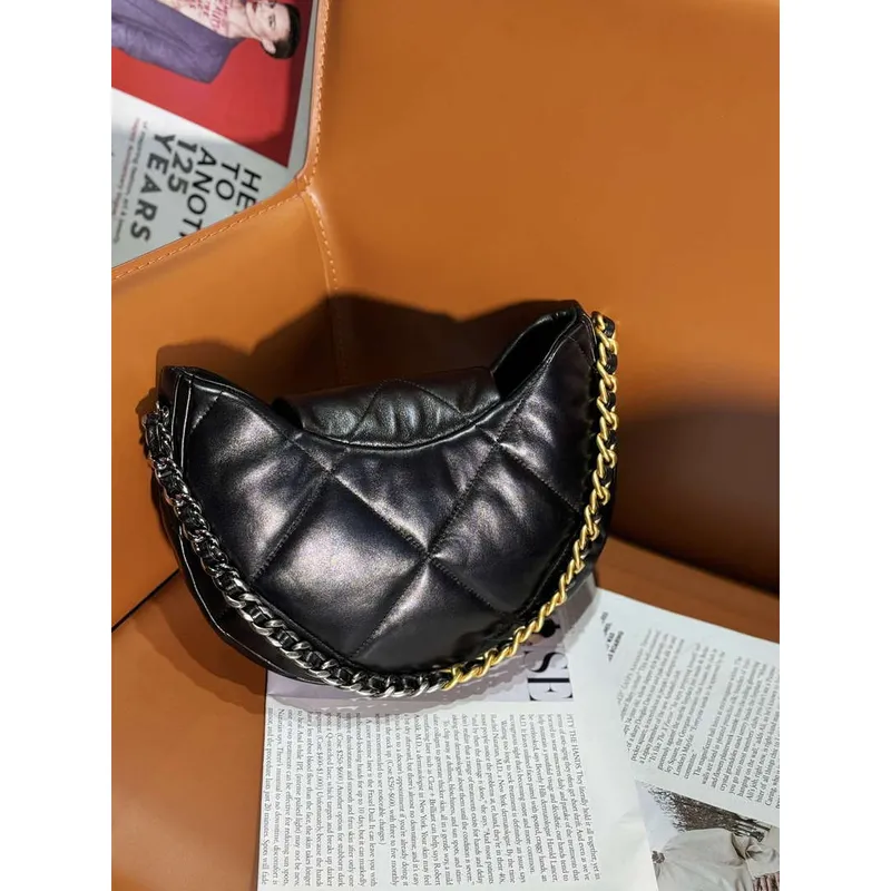 Chanel 24C AS4638 Hobo Bag Lambskin & Gold Tone Metal Black