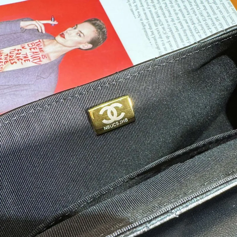 Chanel AS4573 Small Bag With Top Handle Pearly Lambskin & Gold Tone Metal Black