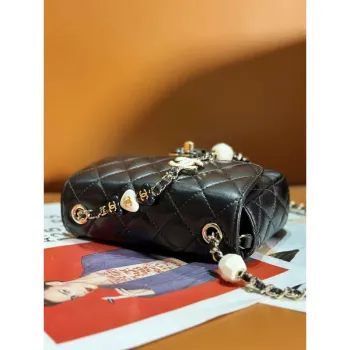 Chanel AS3782 MINI Flap Bag 23P Enamel Gold Tone Metal Black 16cm