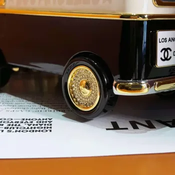 Chanel AS4590 MINI VAN Minaudiere plexi Enamel  Strass & Gold Tone Metalblack White & Gold