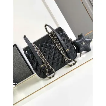 Chanel AS4649 BACKPACK & Star Coin Purse Metallic Calfskin & Gold Tone Metal Black