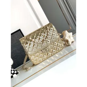 Chanel AS4649 BACKPACK & Star Coin Purse Metallic Calfskin & Gold Tone Metal Light Gold