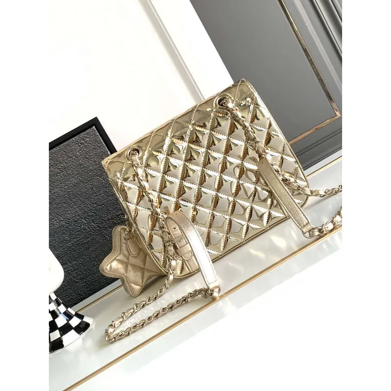 Chanel AS4649 BACKPACK & Star Coin Purse Metallic Calfskin & Gold Tone Metal Light Gold