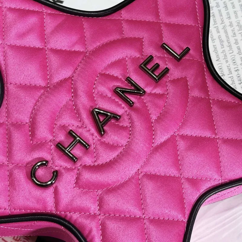 Chanel AS4579 Star Handbag Satin & Black tone metal Rose Pink