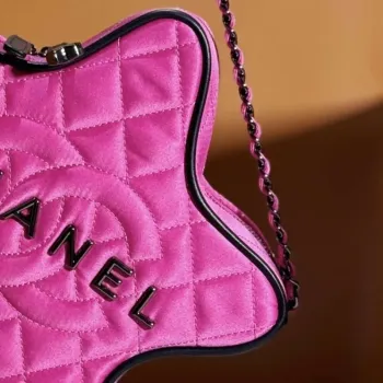 Chanel AS4579 Star Handbag Satin & Black tone metal Rose Pink