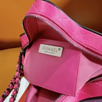 Chanel AS4579 Star Handbag Satin & Black tone metal Rose Pink