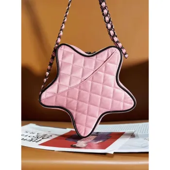 Chanel AS4579 Star Handbag Satin & Black tone metal Pink