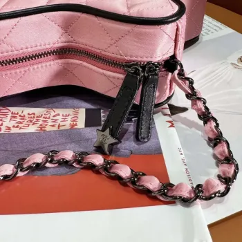 Chanel AS4579 Star Handbag Satin & Black tone metal Pink