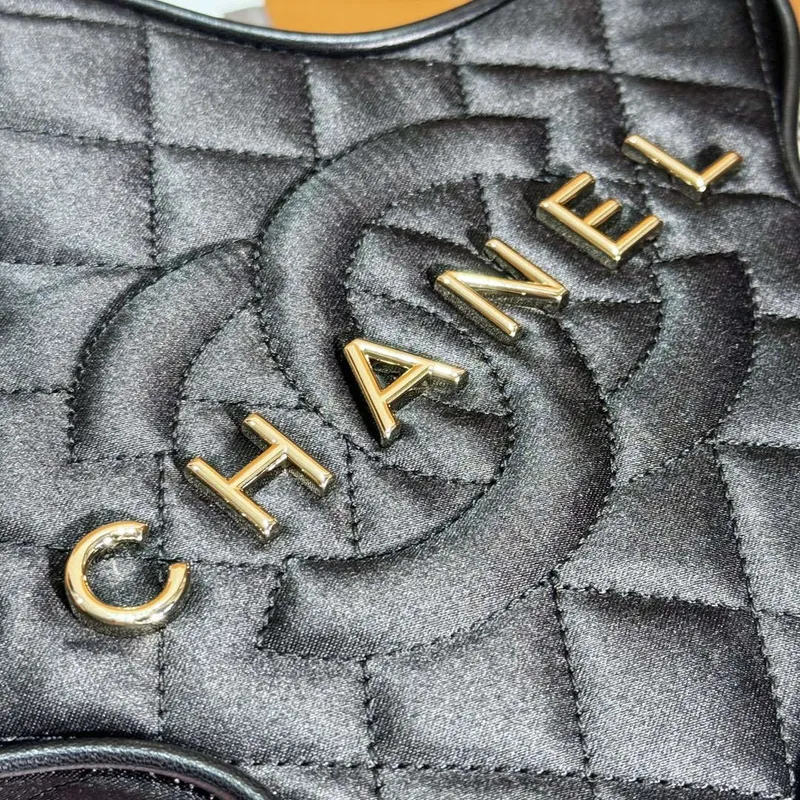 Chanel AS4579 Star Handbag Satin & gold tone metal Black