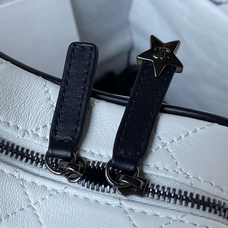 Chanel AS4579 Star Handbag metallic Lambskin Black metal White