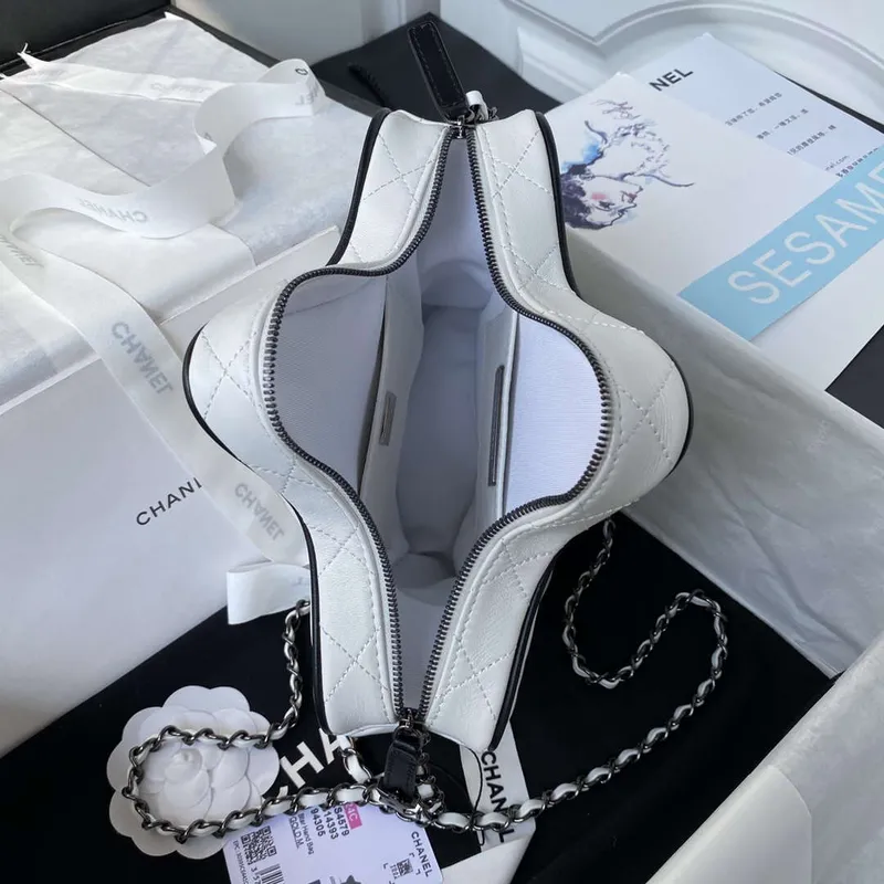 Chanel AS4579 Star Handbag metallic Lambskin Black metal White