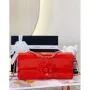 Chanel AS4498 Clutch Flap Bag Patent Calfskin & Gold Metal Red