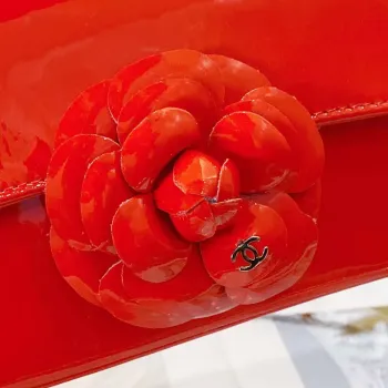 Chanel AS4498 Clutch Flap Bag Patent Calfskin & Gold Metal Red