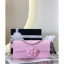 Chanel AS4498 Clutch Flap Bag Patent Calfskin & Gold Metal Pink