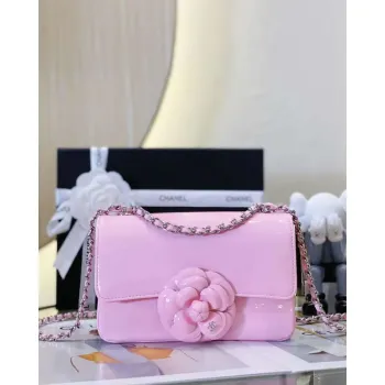 Chanel AS4388 Small Flap Bag Patent Calfskin & Gold Metal Pink