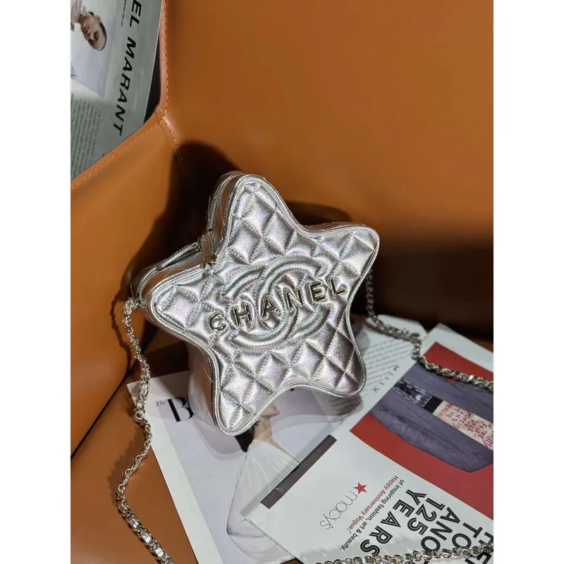 Chanel AS4579 Star Handbag metallic Lambskin gold metal Silver