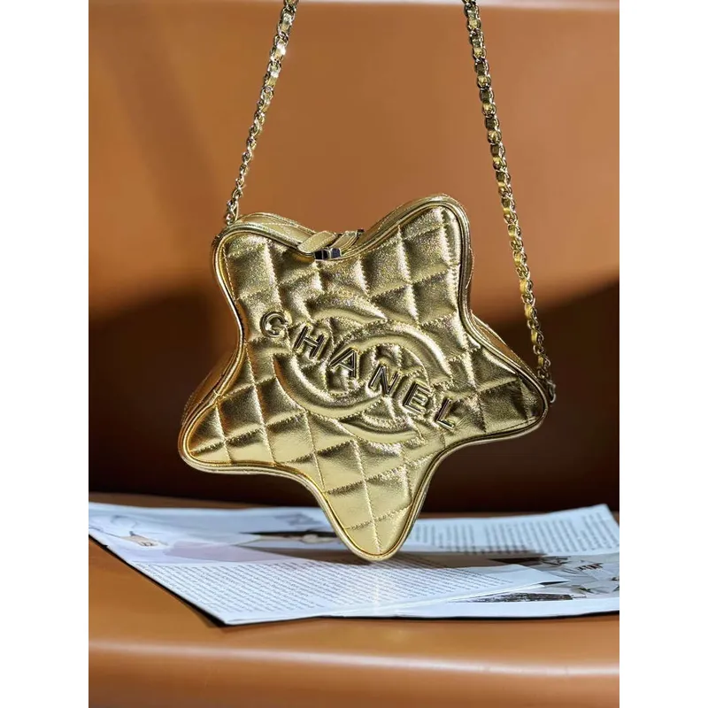 Chanel AS4579 Star Handbag metallic Lambskin gold metal Gold