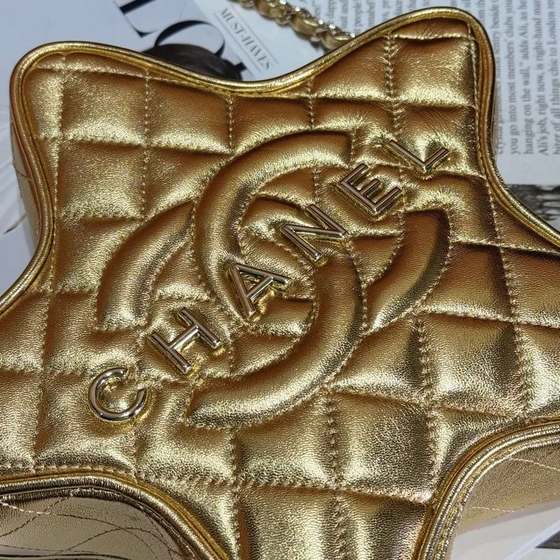 Chanel AS4579 Star Handbag metallic Lambskin gold metal Gold
