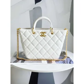 Chanel AS2120 small Shopping Bag Lambskin White
